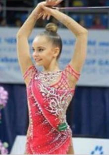 Averina Red Designer (video) rhythmic gymnastics leotard