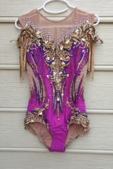 Purple/gold rhythmic gymnastics leotard
