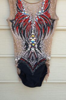 Black/red rhythmic gymnastics leotard