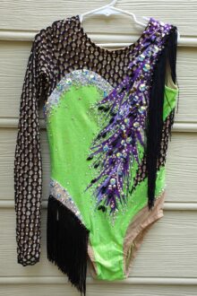 Green/black rhythmic gymnastics leotard