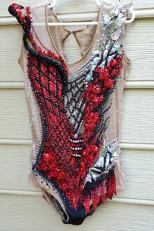 Stunning red rhythmic gymnastics leotard