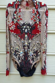 Red/black rhythmic gymnastics leotard