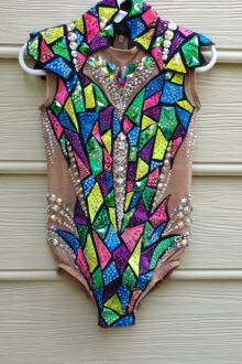 Colorful mosaic rhythmic gymnastics leotard