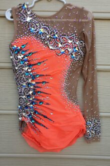 Orange rhythmic gymnastics leotard