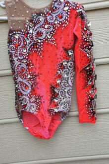 Velvet red rhythmic gymnastics leotard