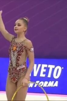 Arina Averina authentic red/silver rhythmic gymnastics leotard