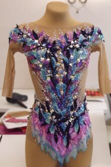 Designer multi-color stunning rhythmic gymnastics leotard