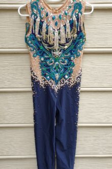 Black/green unitard for rhythmic gymnastics