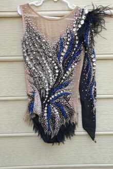 Black one sleeve rhythmic gymnastics leotard