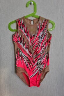 Scarlet red rhythmic gymnastics leotard