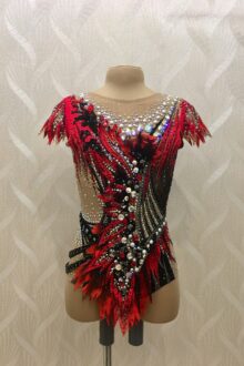 Red/black rhythmic gymnastics leotard