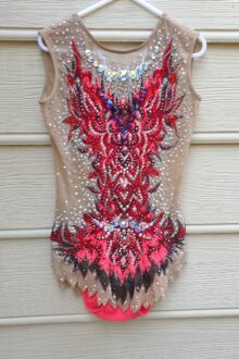 Red/black rhythmic gymnastics leotard