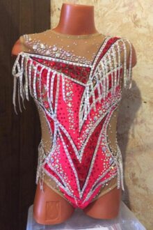 Red/silver rhythmic gymnastics leotard