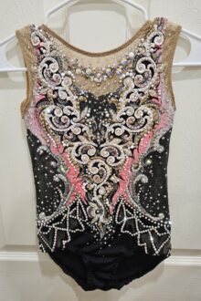 New rules, L6-8 pink/black rhythmic gymnastics leotard