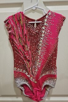 New rules, scarlet red rhythmic gymnastics leotard