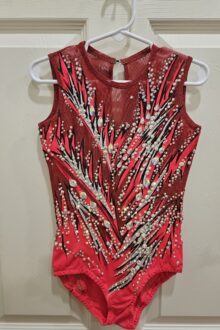 New rules, red rhythmic gymnastics leotard
