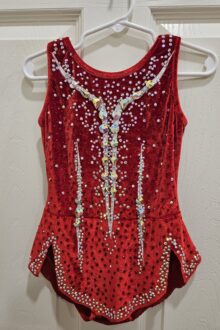 No mesh, new rules red rhythmic gymnastics leotard