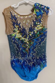 New rules Level 6-8 blue/green rhythmic gymnastics leotard.