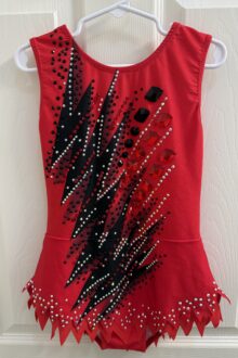 New rules no mesh red/black rhythmic gymnastics leotard.