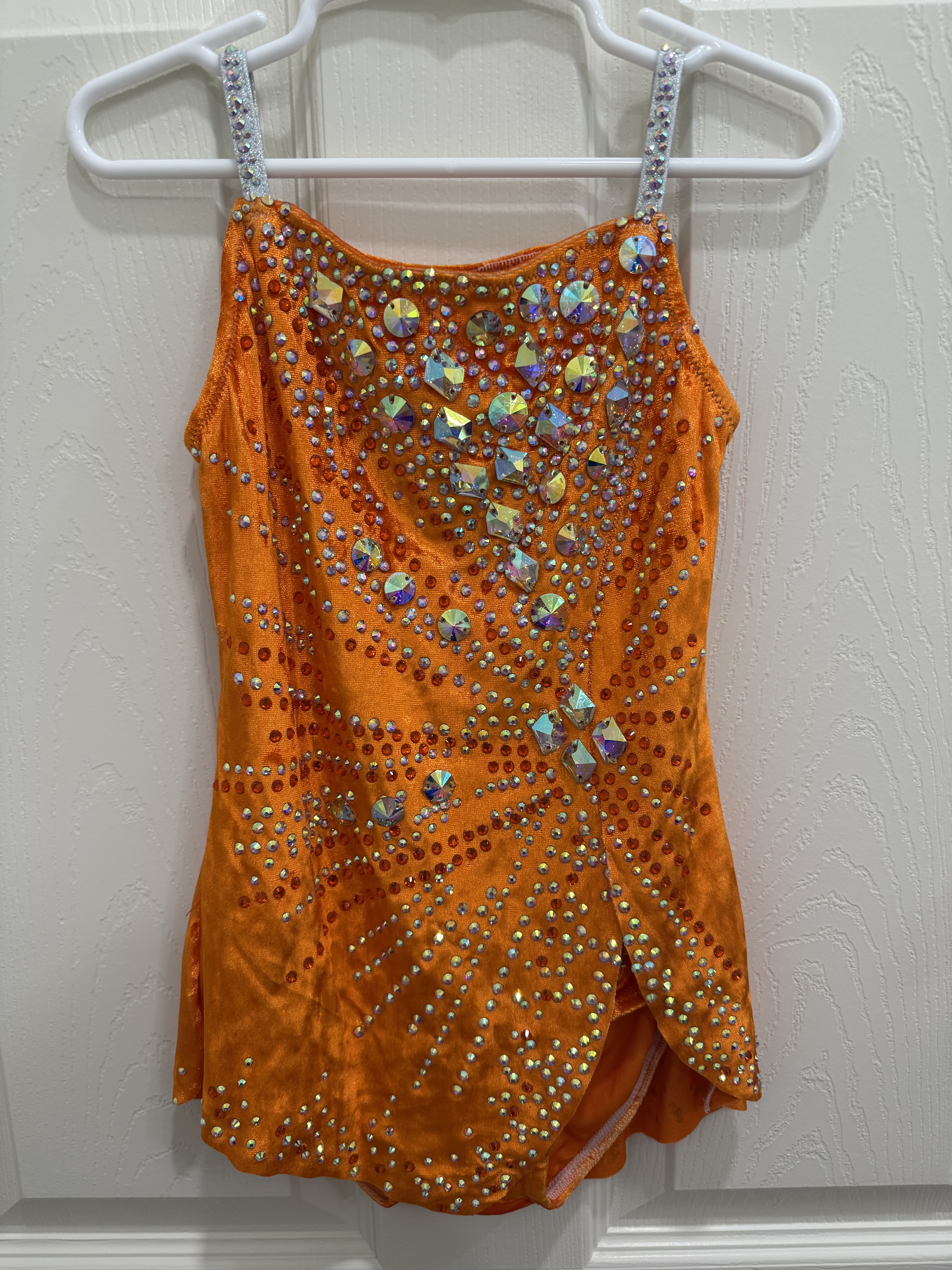 New rules no mesh orange rhythmic gymnastics leotard