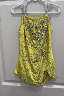 New rules no mesh velvet yellow/gold rhythmic gymnastics leotard.