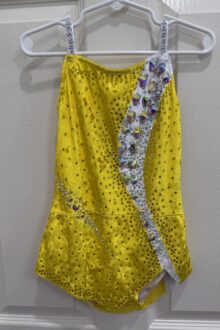 New rules no mesh velvet gold/white rhythmic gymnastics leotard.