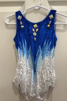 New rules no mesh velvet blue/white rhythmic gymnastics leotard.